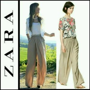 ZARA Orange Palazzo Sarong Wide Leg Dress Pants